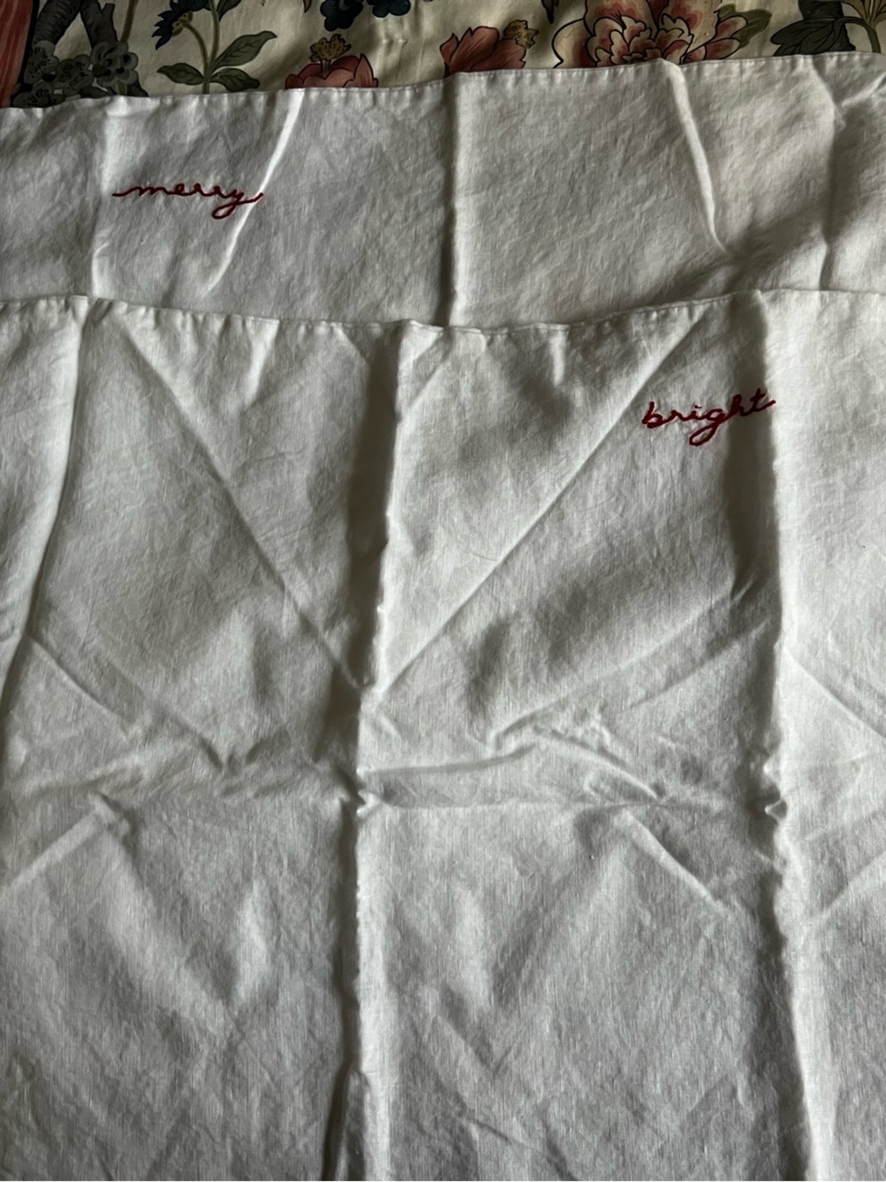 Pottery Barn Merry & Bright Belgian Flax Embroidered Pillowcases